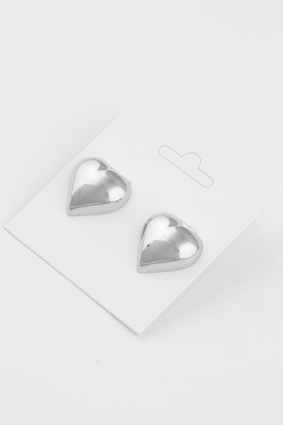 Ervalina Big Chubby Heart Figured Double Earrings Silver Color