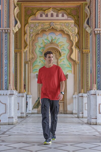 OXVİN Men's Oversize Crew Neck Cotton T-Shirt - Comfortable Fit