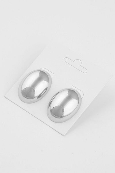 Ervalina Large Oval Figure Double Earrings Silver Color