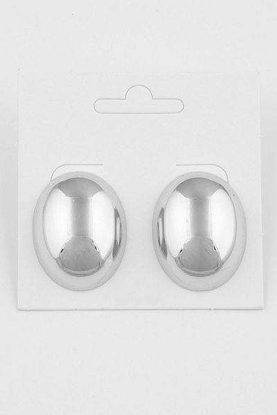 Ervalina Large Oval Figure Double Earrings Silver Color