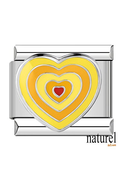 Naturel Tılsım سحر قلب أصفر من الفولاذ المقاوم للصدأ الإيطالي مقاس 9 مم