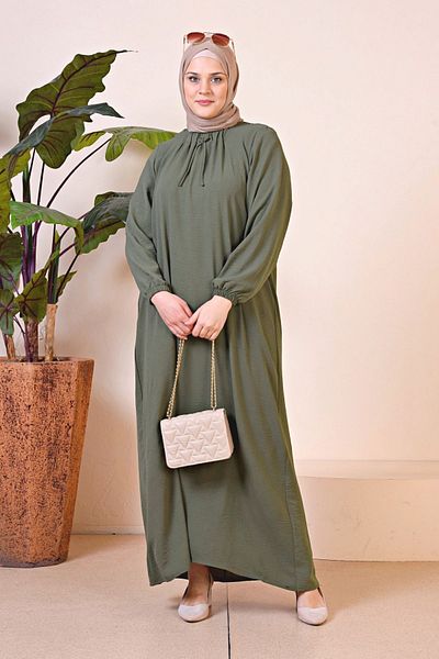 Ferace Hijab Rochie de damă mărime mare, cu potrivire confortabilă, viscoză, kaki