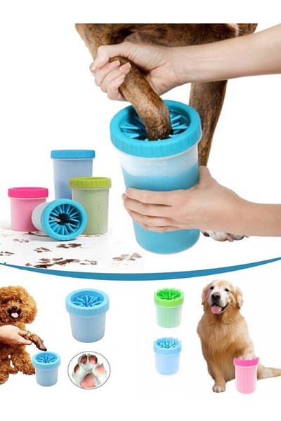 TİNEKE Dog Foot Paw Washing and Cleaning Apparatus - Medium Size 1 Piece 11 X9 Cm Blue