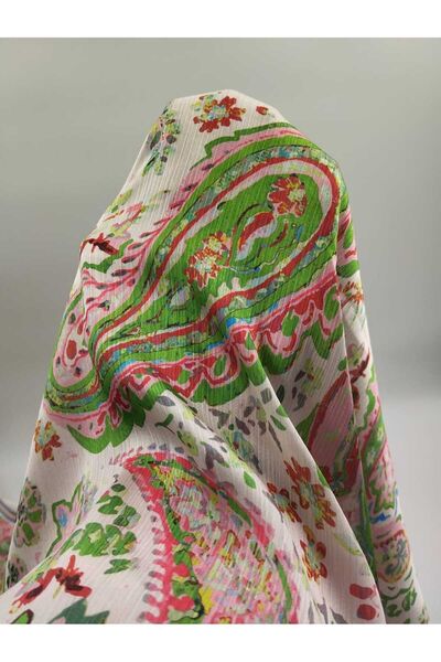 Bursa Kumaş Şal Desenli Saten Viskon Kumaş
