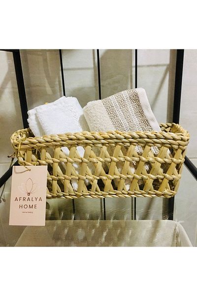 AFRALYAHOME Ψάθινο καλάθι πετσετών, οργάνωση κουζίνας και μπάνιου, καλάθι προίκας καλάθι πολλαπλών χρήσεων 27 εκ.