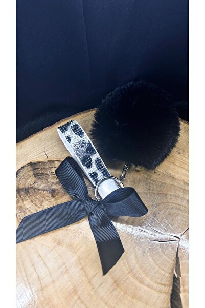 Oasis Life سلسلة مفاتيح مرصعة بالأحجار باللون الأسود والرمادي بنمط الفهد، مجم...