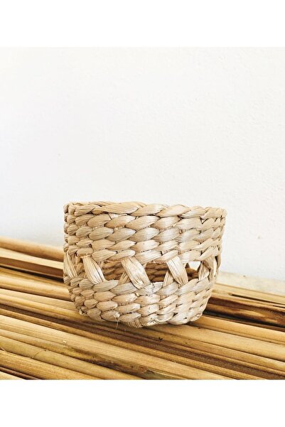 afralya home Naturel Hasır El Yapımı Minik Saksı Kaktüs Sukulent Saksısı 10 c...