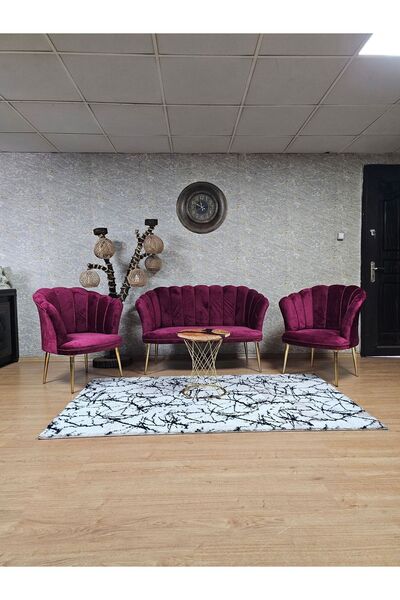 ZAFİR Papatya Çay Seti Koltuk Takımı Gold Sivriltme Ayak, Balkon, Salon, Ofis...