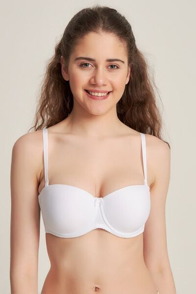 NBB Γυναικείο λευκό σουτιέν με επένδυση χωρίς τιράντες Νέα σεζόν (1 τεμάχιο οικονομικό)