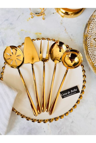 CASA DE BELLA Gold 5 Piece Dali Luxury Serving Set 22.5cm