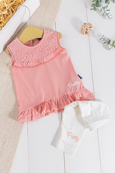 Babymod Güpürlü Fırfırlı 2'li Yazlık Kız Bebek Takım