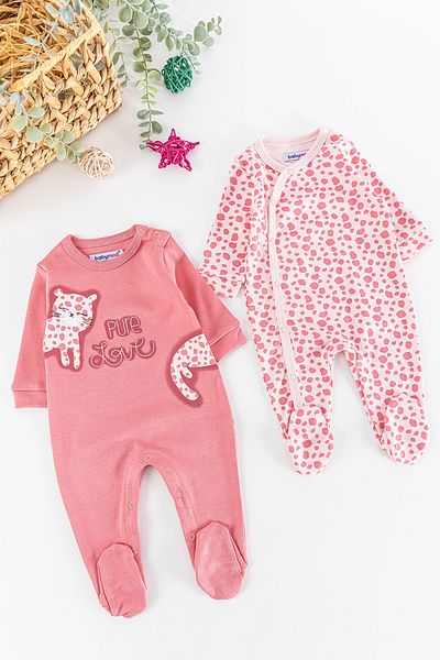 Babymod Cat Patterned Long Sleeve 2-Piece Baby Girl Jumpsuit Set