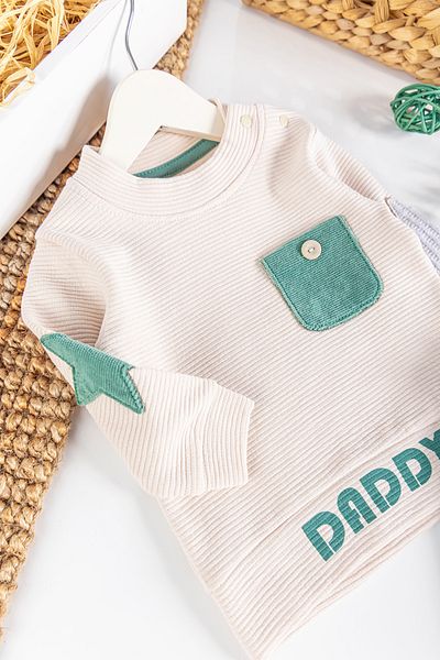 Babymod Daddy Printed Velvet 2-Piece Baby Boy Set