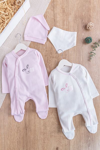 Babymod 2-Piece Long Sleeve Baby Girl/Boy Jumpsuit Set with Rabbit Figure