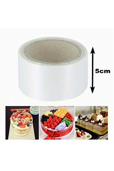 Gusto Şeffaf Desensiz Pasta Yan Dekor Film Jelatin-krema Tutucu Transfer Jelatin (5CM-500MT) 10 ADET