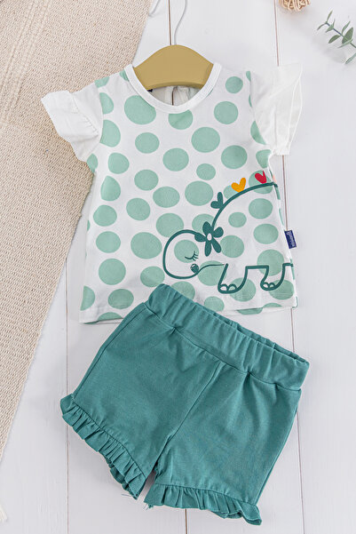 Babymod 2-Piece Summer Baby Girl Set with Polka Dot Dino Figure