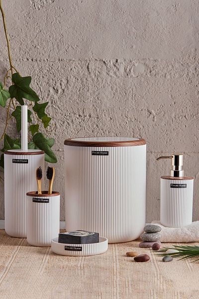 Perotti Lisbone Wood 5-Piece White Acrylic Bathroom Set