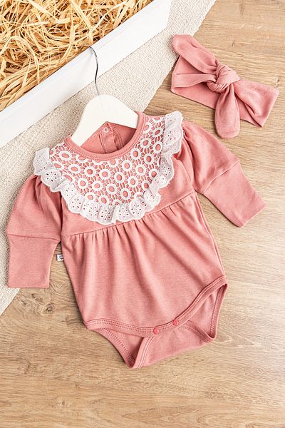 Babymod Baby Girl Jumpsuit with Laced Bandanas Baby Snap Bodysuit