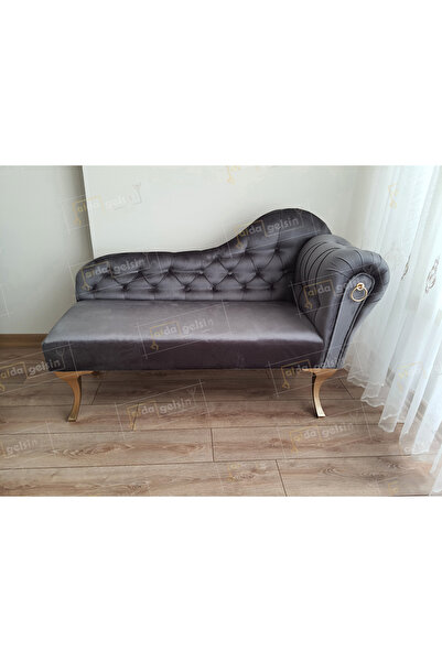 aldagelsin Ters Kol Dekoratif Bihter Koltuk Josefin Puf 110 cm Gold Ayak