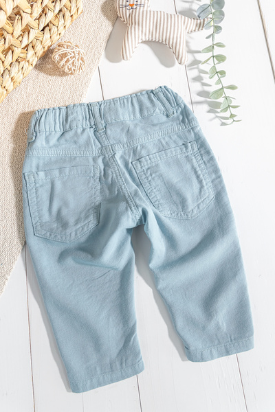 Babymod Düğmeli Beli Lastikli Erkek Bebek Keten Pantolon