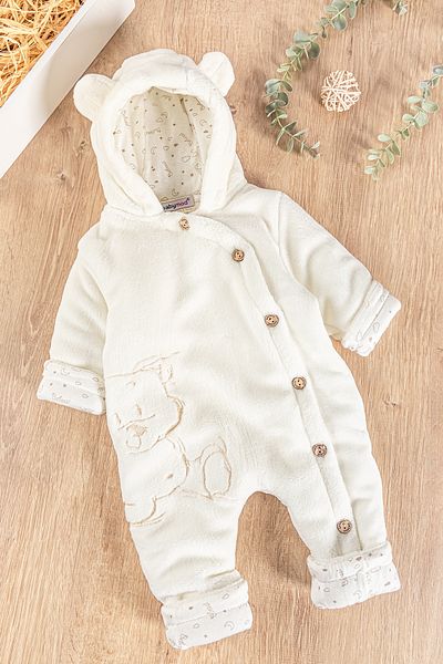Babymod Teddy Bear Patterned Welsoft Plush Astronaut Baby Girl Boy Jumpsuit