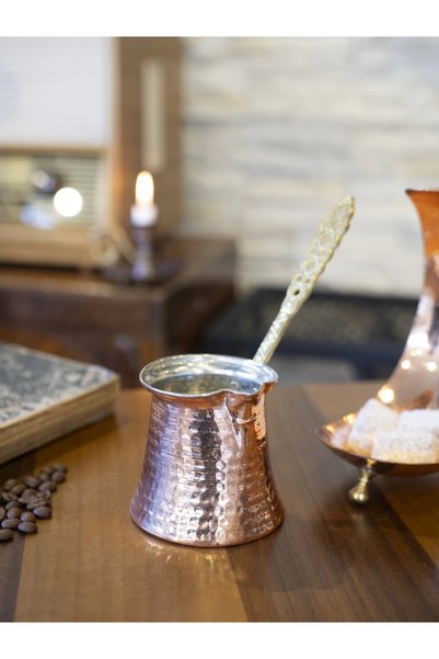 Bakır Concept Copper Coffee Pot Classic Hammer Forged Model Copper Color for 3 People
