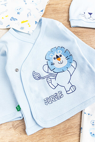 Babymod Aslan Figürlü Pamuklu 5 Parça Erkek Bebek Hastane Çıkışı Bebek Takımı