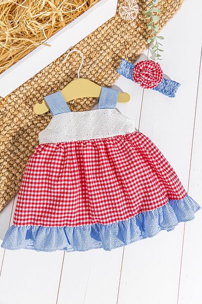 Babymod Gingham Patterned Bandana Strap Summer Baby Girl Dress