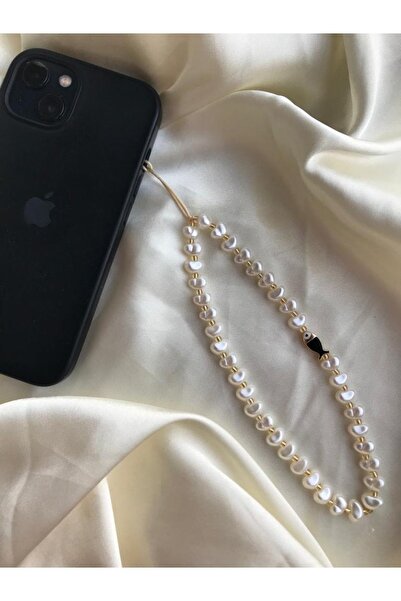 PEONY peonyofficiall Siyah Mineli Balık Detaylı Inci Detaylı Telefon Charmı Telefon Ipi Çanta Süsü