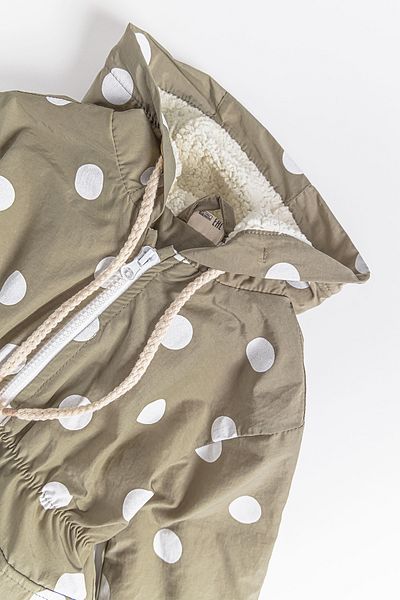 Babymod Polka Dot Patterned Plush Lined Girls' Raincoat Children's Coat