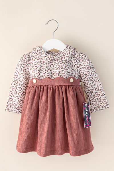 Babymod Gömlek Yakalı Kadife Bebek Elbise