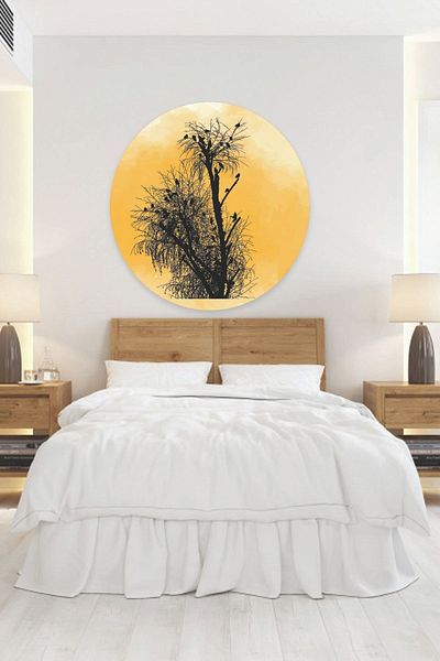 Sepet Yıldızı 60x60 Cm Landscape Wall Sticker - Trees and Birds