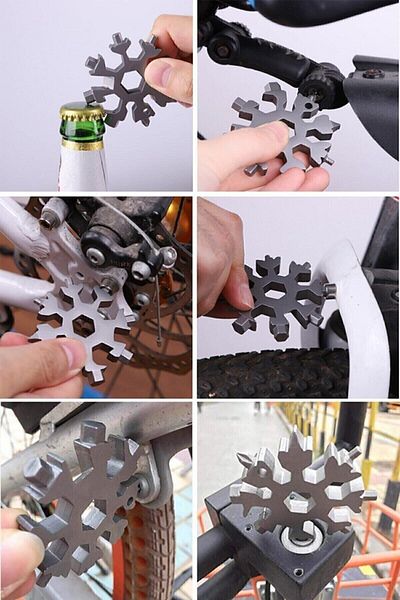 Jetcom Multi-Purpose Keychain Allen Screwdriver Set Steel Snowflake Keychain Can Bottle Opener Allen