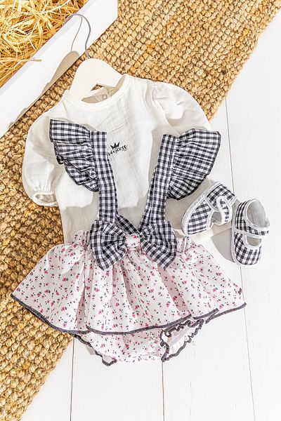Babymod Floral Patterned Frilly Baby Girl Jumpsuit Salopet Set