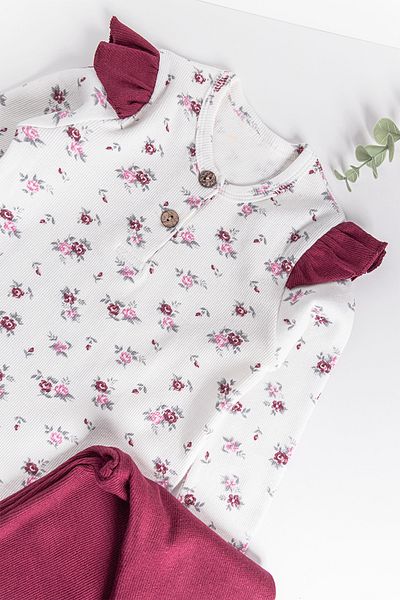 Babymod Flower Patterned Frilly Girl's Pajama Set