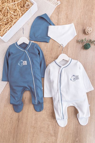 Babymod 2-Piece Long Sleeve Baby Boy Jumpsuit Set with Teddy Bear Figure