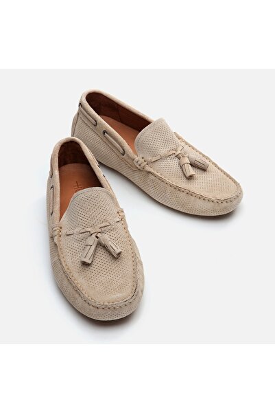 Hotiç Beige Genuine Leather Men's Loafer