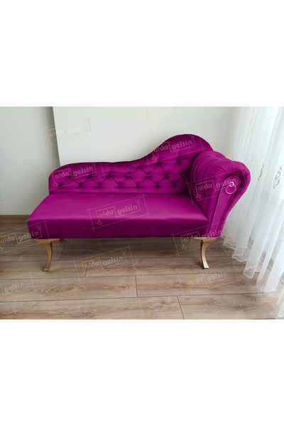 aldagelsin Ters Kol Dekoratif Bihter Koltuk Josefin Puf 110 cm Gold Ayak