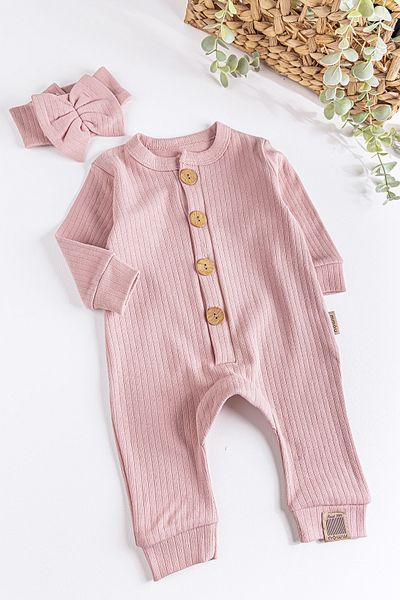 Babymod Natural Buttoned Bandana Baby Girl Jumpsuit