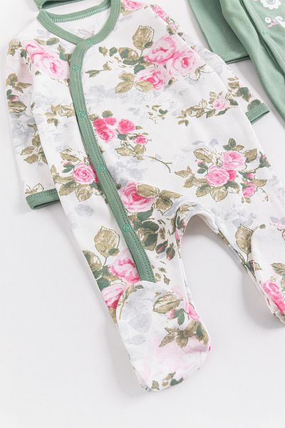 Babymod Floral Patterned 2-Piece Long Sleeve Baby Girl Jumpsuit Set