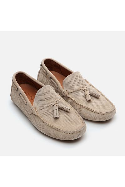 Hotiç Beige Genuine Leather Men's Loafer