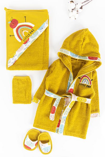 Babymod Rainbow Themed 4 Piece Baby Towel Bathrobe Set