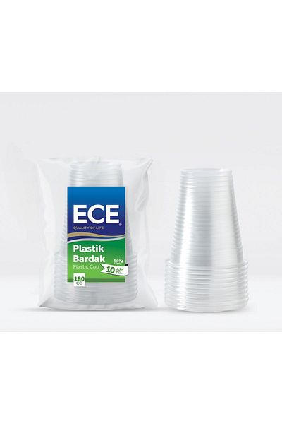 Ece Eco Vending Machine Plastic Cup 180Cc 10 Pieces - Pack of 10 - Total 100 Cups