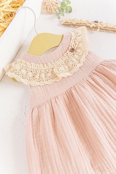 Babymod Guipure Collar Bandana Summer Muslin Baby Dress