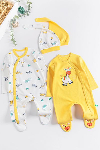 Babymod Giraffe Figured Long Sleeve Double Baby Jumpsuit