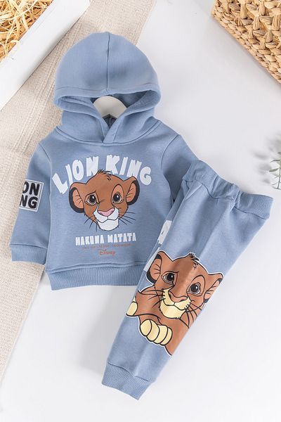 Babymod Hooded Baby Boy Set with Lion Figure and Cotton Inside
