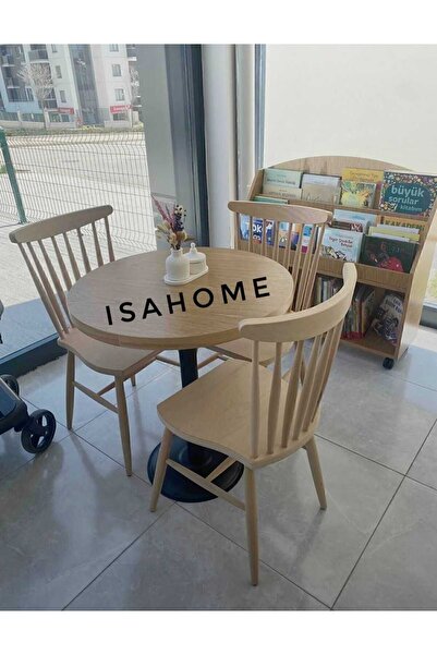 ISAHOME Kırlangıç Yıldız Sandalye Ham Ahşap 4 ADET