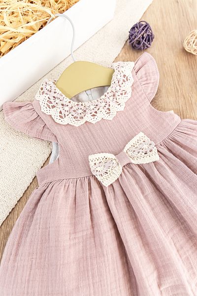 Babymod Guipure Lace Bow Summer Muslin Baby Girl Dress