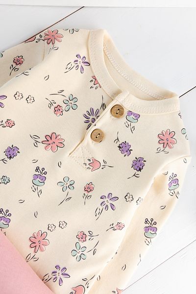 Babymod Floral Patterned 2-Piece Pajama Set for Baby Girl