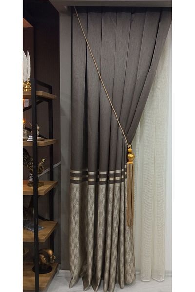 Vinaldi Rüyaper Azur Panel Background Curtain Dsn: 631986   V:5302 R:Gold-Brown Single Wing Close Pleat